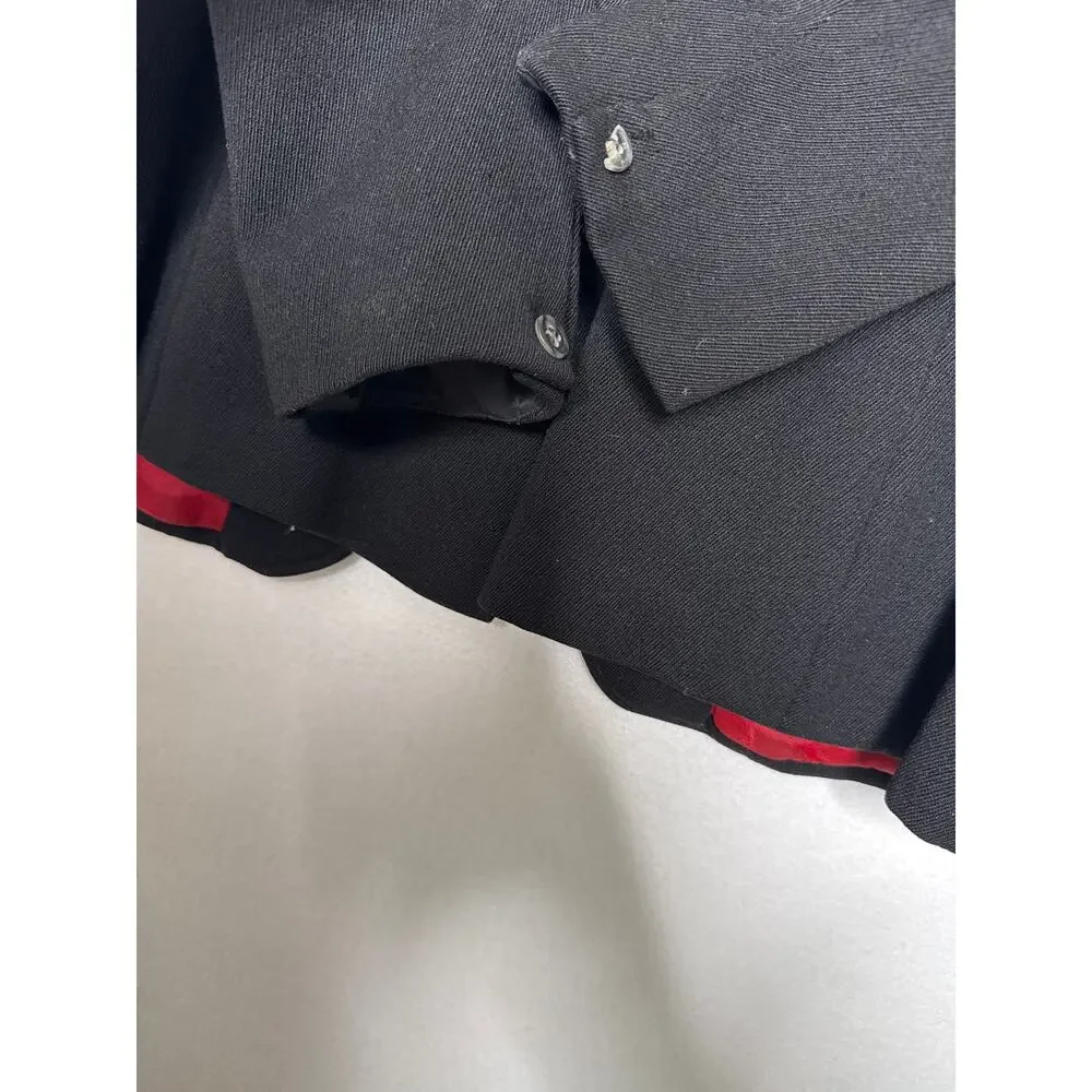 Vintage 1970s-80s Caldene Black Wool Riding Blazer Red Lined Small